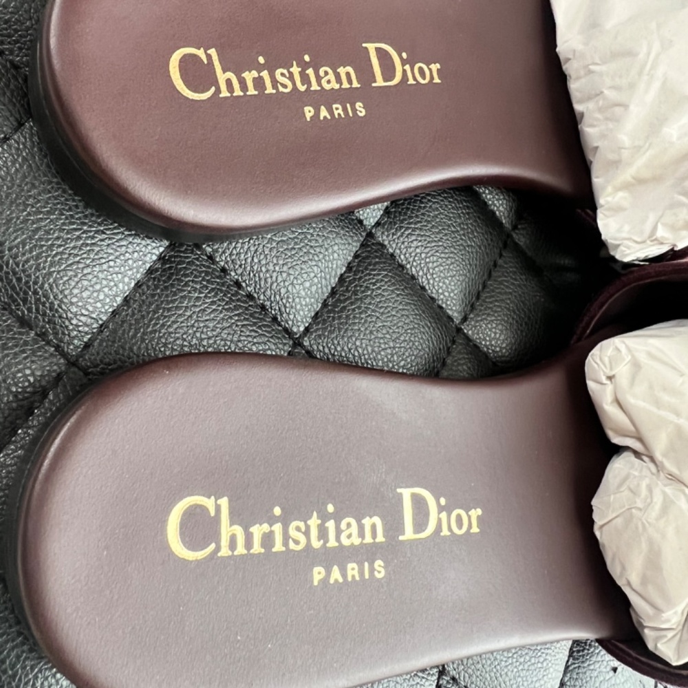 Christian Dior DWAY SLIDE BURGUNDY EMBROIDERED COTTON Size 35.5 (5) - Picture 5 of 8